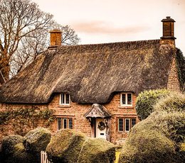 Thatched cottage in the countryside