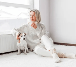Homeowner with pet at home